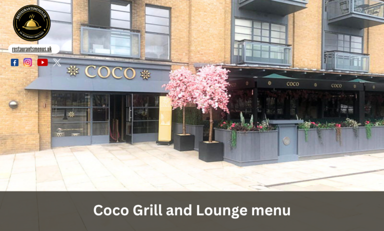 Coco Grill and Lounge menu
